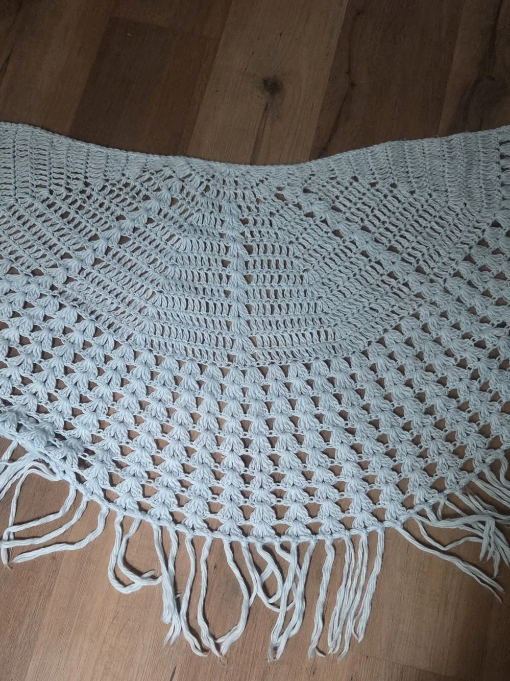 Handmade Knit Crochet Soft Triangle Shawl Turquoise Hippie Boho Large Bin O